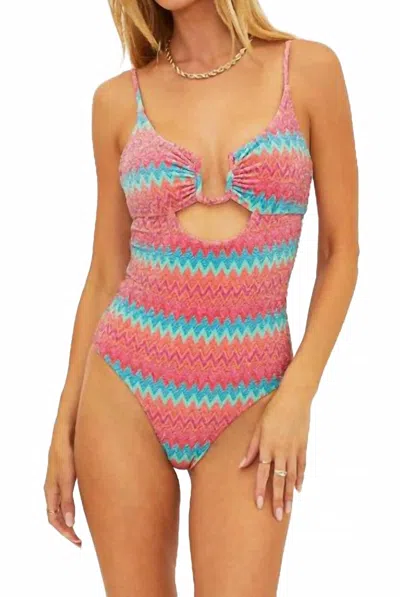 Beach Riot Lindy One Piece Swimsuit In Strawberry Ice Chevron In Pink