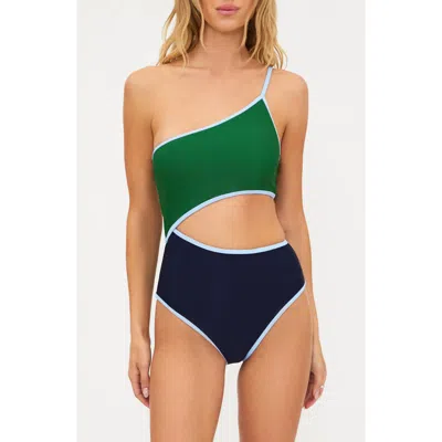 Beach Riot Liora Colorblock Rib One-piece Swimsuit In Burgundy