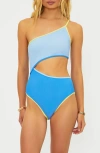 Beach Riot Liora Joyce Colorblock Cutout One-shoulder One-piece Swimsuit In Blue
