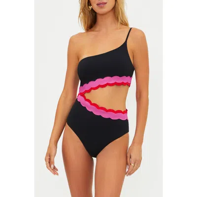 Beach Riot Liora Scallop Cutout One-piece Swimsuit In Black