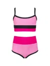 Beach Riot Little Girl's & Girl's Ribbed Colorblock Bikini Set In Amour