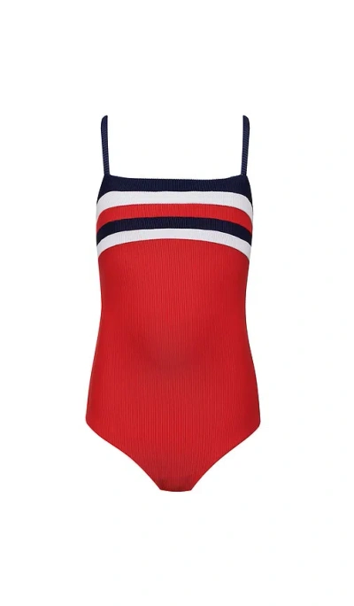 Beach Riot Jessa Stripe Rib One-piece Swimsuit In Multi