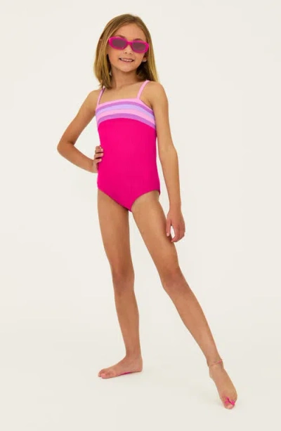 Beach Riot Kids'  Little Jessa One-piece Swimsuit In Raspberry Colorblock