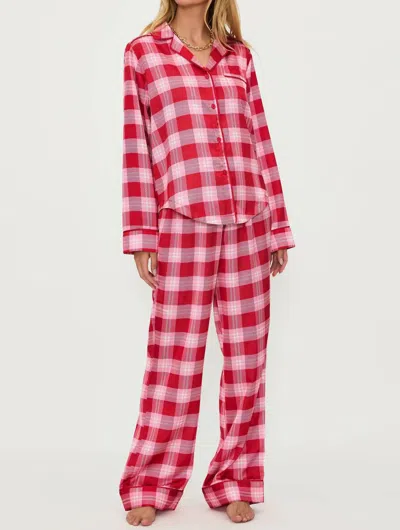 Beach Riot Livy And Connie Pajama Set In Candy Cane Plaid In Multi