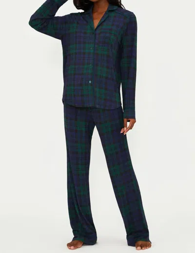 Beach Riot Livy Top & Connie Pant Pajama Set In Wintergreen Plaid In Green