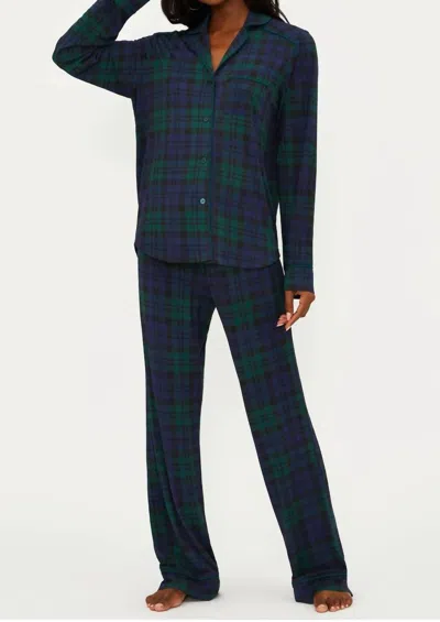 BEACH RIOT LONG SLEEVE & PAJAMA PANT SET IN NAVY/FOREST PLAID