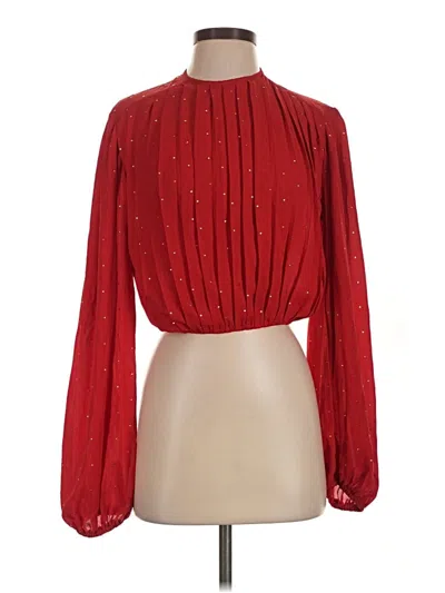 Pre-owned Beach Riot Long Sleeve Blouse In Red