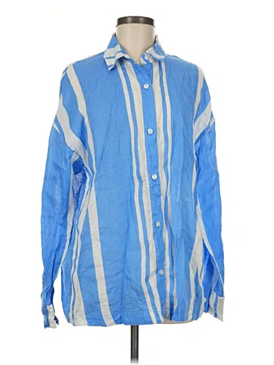 Pre-owned Beach Riot Long Sleeve Button Down Shirt In Blue