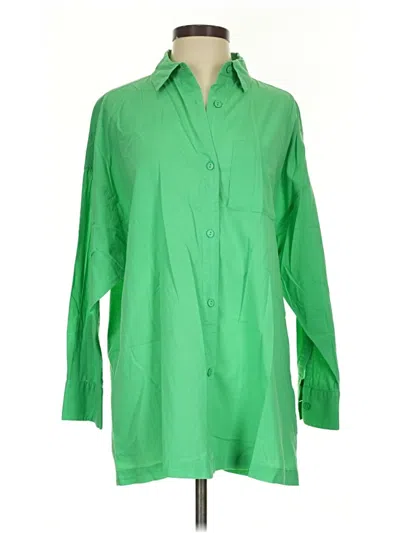 Pre-owned Beach Riot Long Sleeve Button Down Shirt In Green