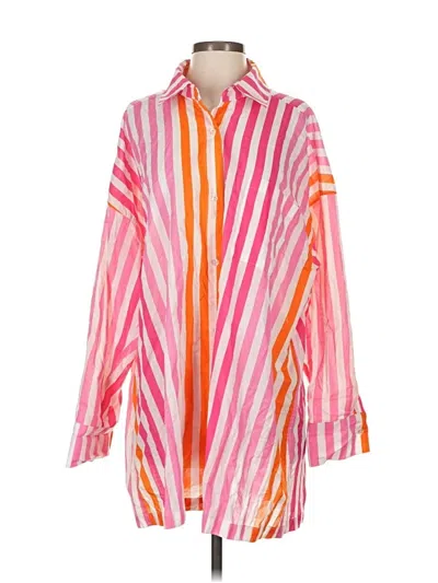 Pre-owned Beach Riot Long Sleeve Button Down Shirt In Pink