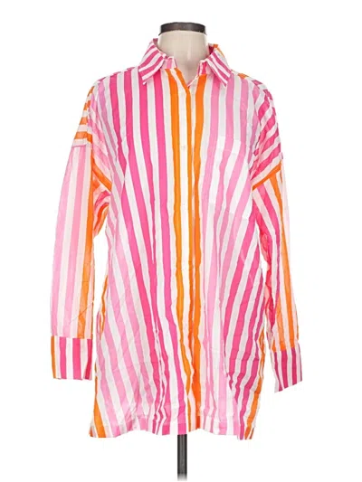 Pre-owned Beach Riot Long Sleeve Button Down Shirt In Pink