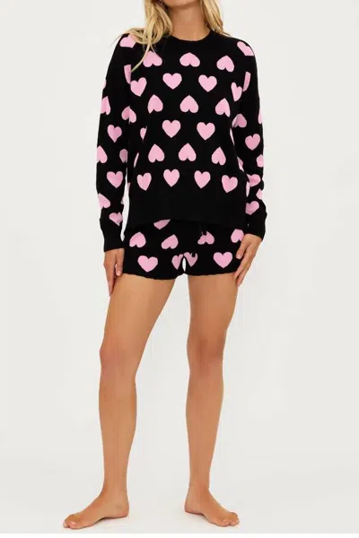 Beach Riot Love Hearts Balboa Shorts In Black/pink In Multi