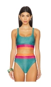 Beach Riot Heidi High-waist Bikini Bottom In Sorbet Sea Colorblock