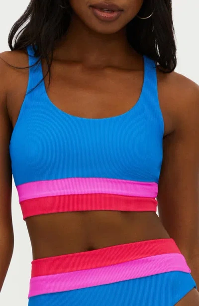 Beach Riot Mackenzine Colorblock Bikini Top In Orchid Colorblock