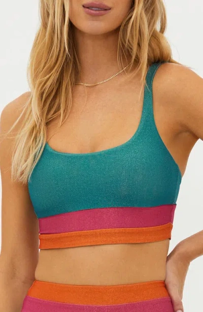 Beach Riot Mackenzine Colorblock Bikini Top In Sorbet Sea Colorlbock