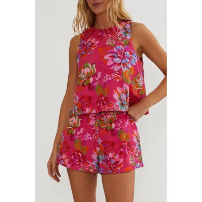 Beach Riot Madison Floral Sleeveless Cover-up Top In Pink