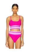 Shop Beach Riot Mae Bikini Top In Raspberry Colorblock