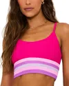 Beach Riot Eva Bikini Top In Raspberry Colorblock