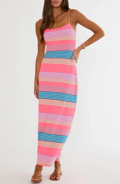 Beach Riot Malie Stripe Rib Cover-up Maxi Dress In Pink