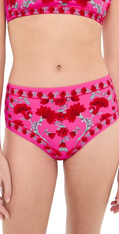 Beach Riot Marcella Bottom In Red Wood Floaral In Pink