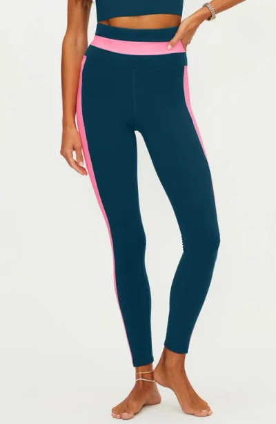 Beach Riot Mariella Stripe Leggings In Blue