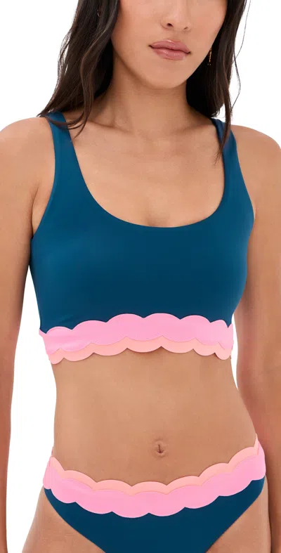 Beach Riot Marin Bikini Top Seashell Isle Colorblock In Blue