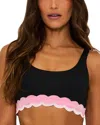 Beach Riot Marin Scallop Colorblock Bikini Top In Sweet Berry Wave