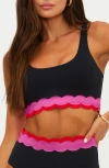 Beach Riot Marin Scallop Colorblock Bikini Top In Black