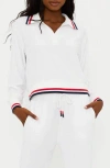Beach Riot Martina Cover-up Polo Sweater In Americana