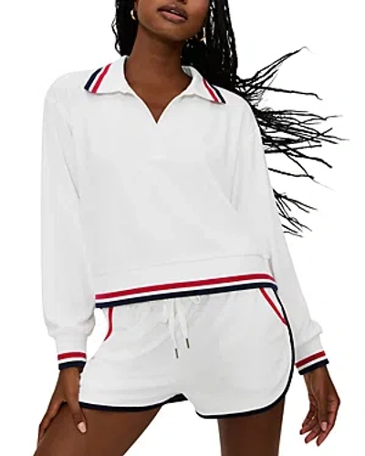 Beach Riot Martina Cover-up Polo Sweater In Americana