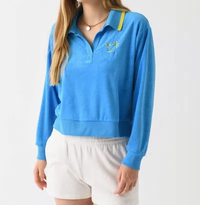 Beach Riot Martina Polo Sweatshirt In Caribbean Blue In Multi