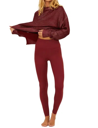 Beach Riot Merlot Piper Shine Legging In Red