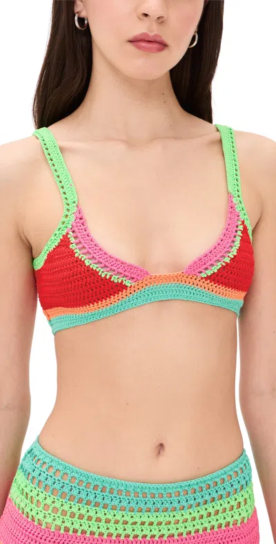 Beach Riot Milana Bikini Top Aqua Haze Crochet In Red