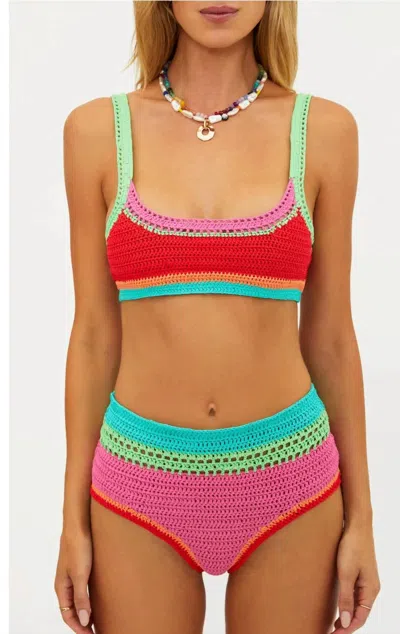 Beach Riot Milana Bikini Top In Aqua Crochet In Multi