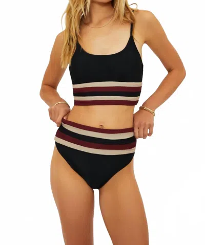 Beach Riot Millie Bikini Bottom In Maroon Merlot Colorblock In Multi