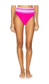 Beach Riot Millie Color Blocked High Waist Bikini Bottom In Raspberry Colorblock