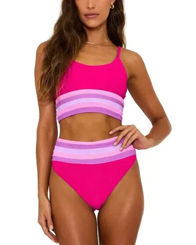 Beach Riot Millie Bikini Bottom Womens Multicolor Colorblock High Waist Jzz948 In Red