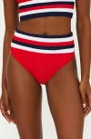 Beach Riot Millie Colorblock High Waist Bikini Bottoms In Red