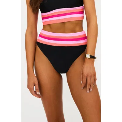 Beach Riot Millie Colorblock High Waist Bikini Bottoms In Black