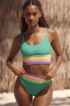 Beach Riot Millie Colorblock High Waist Bikini Bottoms In Green