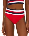 Beach Riot Millie Colorblock High Waist Bikini Bottoms In Red