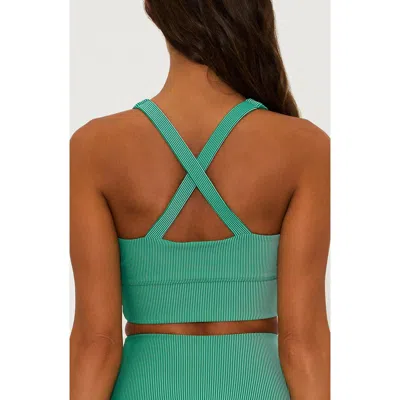 Beach Riot Mindy Rib Sports Bra In Forest Park Two Tone