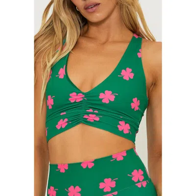Beach Riot Mindy Ruched Sports Bra In Green