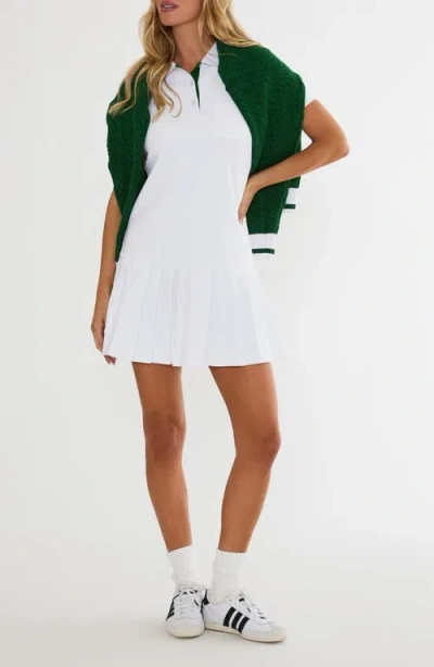 Beach Riot Minette Pleated Minidress In White