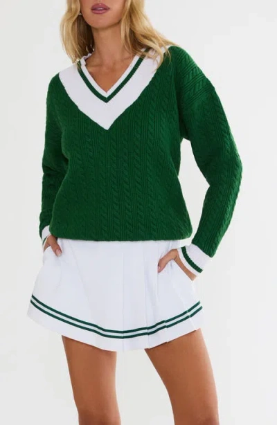 Beach Riot Montana Cable Stitch Sweater In Green