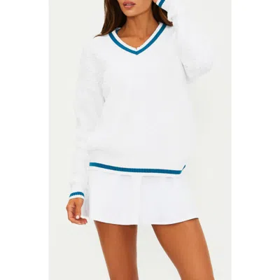 Beach Riot Montana Contrast Detail Cable Sweater In White