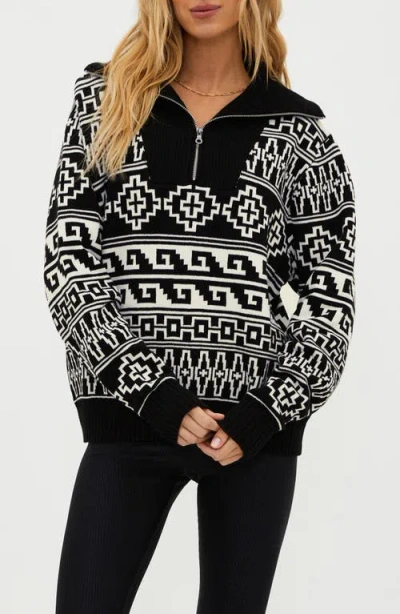 Beach Riot Monterey Jacquard Quarter Zip Jumper In Sea Salt Wave