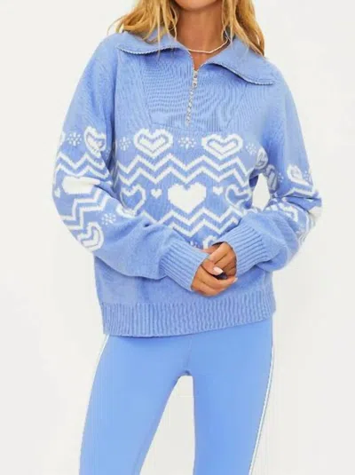 Beach Riot Monterey Jacquard Quarter Zip Sweater In Alps Waffle