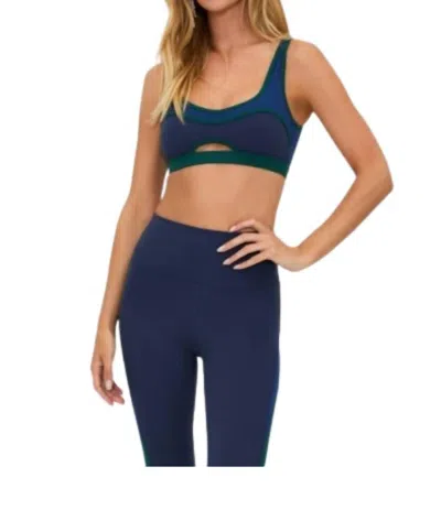 Beach Riot Moxie Sports Bra In Wintergreen Colorblock In Blue