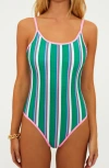 Beach Riot Naomi Rib Stripe One-piece Swimsuit In Jelly Bean Stripe